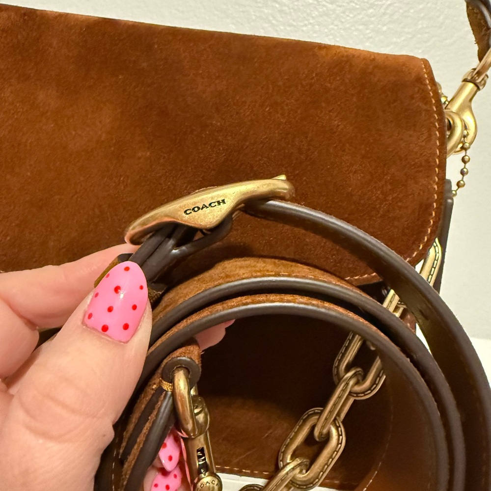 Coach Chain Tabby Shoulder Bag- Brass/Warm Brown - Picture 3 of 11